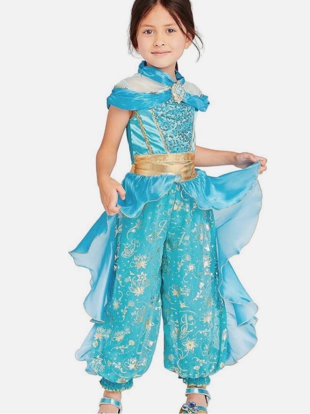 Disney Store Girls Teal/Gold Princess Jasmine 2pc Harem Costume Sz 4